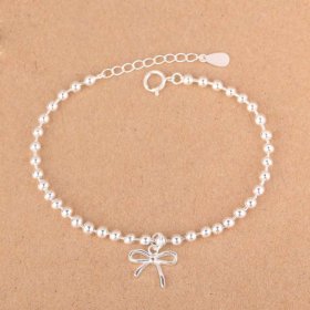 Girl Bowknot Beads 925 Sterling Silver Bracelet