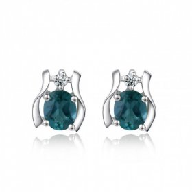Blue Natural Sapphire Secret Garden Gift 925 Sterling Silver Stud Earrings