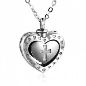 Anniversary Heart Cross 925 Sterling Silver Necklace Perfume/Ashes Holder