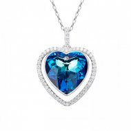 Sweet Austrian Crystal Heart Of Sea CZ 925 Silver Necklace