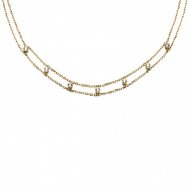 Sweet Doule CZ Lines 925 Sterling Silver Choker Necklace