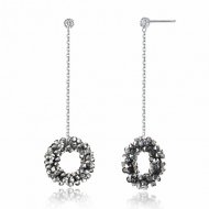 Elegant Austrian Crystal Ring CZ 925 Sterling Silver Dangling Earrings