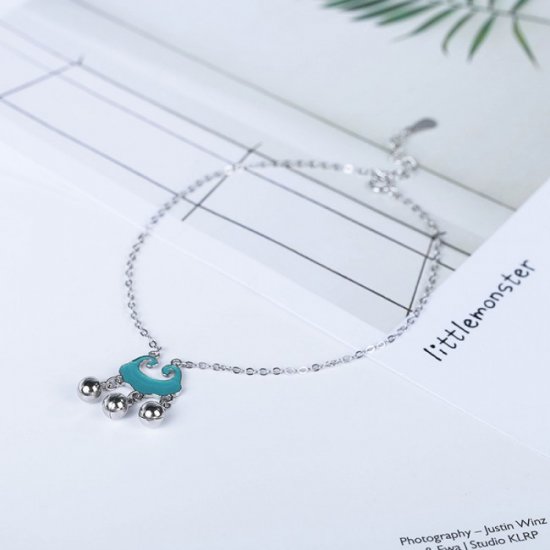 Sweet Blue Cloud Bells 925 Sterling Silver Anklet - Click Image to Close