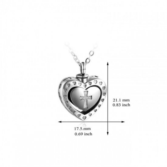 Anniversary Heart Cross 925 Sterling Silver Necklace Perfume/Ashes Holder - Click Image to Close